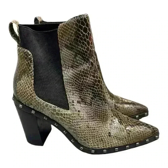 CHARLES BY CHARLES DAVID Duke Snakeskin Pattern Stud Detail Boots, Size 6.5 - Picture 3 of 7